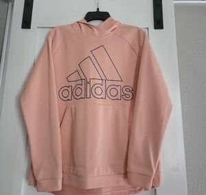 Adidas Peach Pullover Hoodie with Navy Blue Logo
